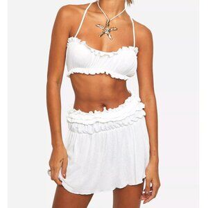 Boohoo Onion Skin Bralette And Matching Ruched Mini Skirt - Size 12 - NWT